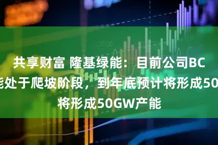 共享财富 隆基绿能：目前公司BC组件产能处于爬坡阶段，到年底预计将形成50GW产能